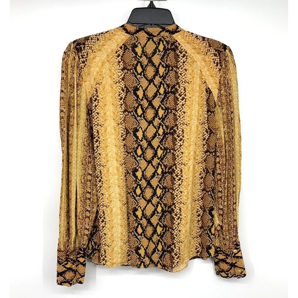 Joie Talin Top Snake Print Yellow Brown Button Down Long Sleeve - Picture 12 of 12